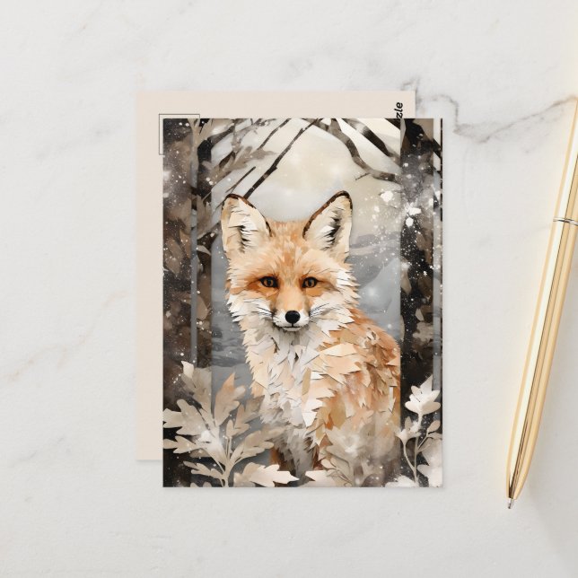 Säsong Winter varg älskare Vykort (Fram/Back In Situ)