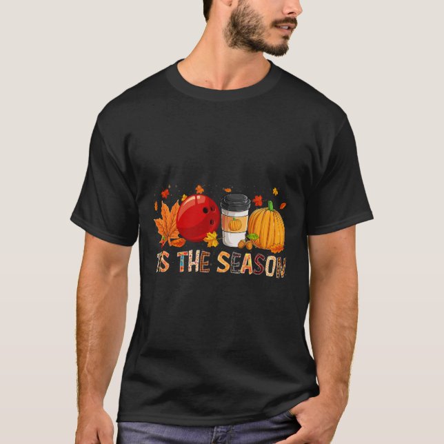 Säsongen Leopard Pumpkin Bowling Halloween Fall T Shirt (Framsida)