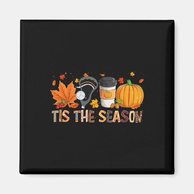 Säsongen Leopard Pumpkin Lacrosse Halloween Fall Magnet (Framsidan)