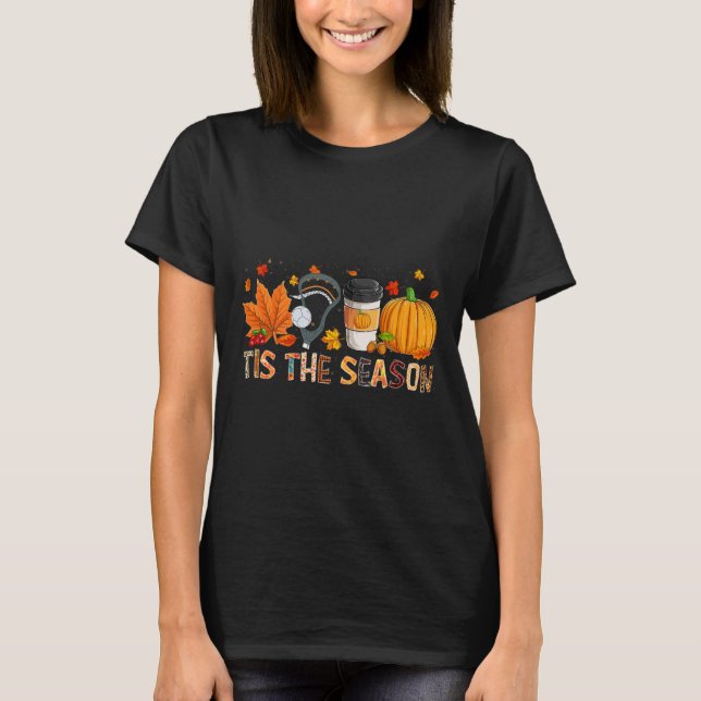 Säsongen Leopard Pumpkin Lacrosse Halloween Fall T Shirt (Framsida)