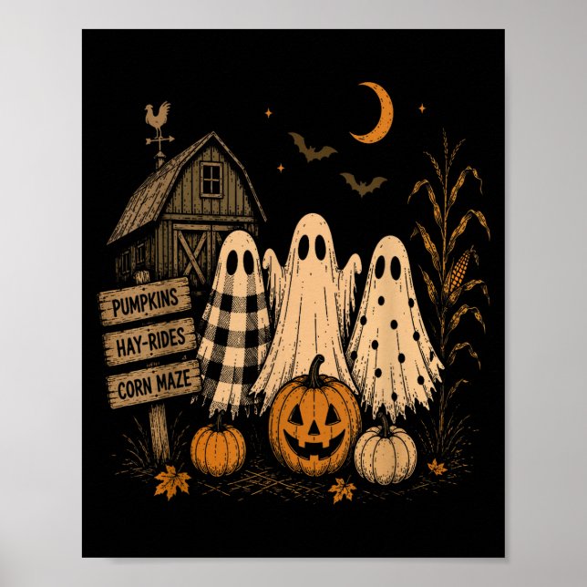 Säsongen spök trio pumpafält bondgård poster (Framsidan)
