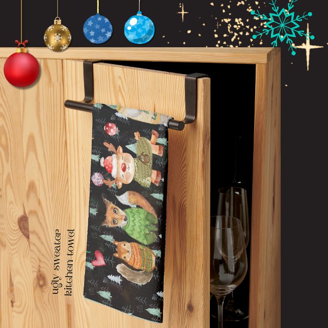 Säsongen till Sten Ugly Sweaters Kökshandduk (The Season to Rock Ugly Sweaters Kitchen Towel)