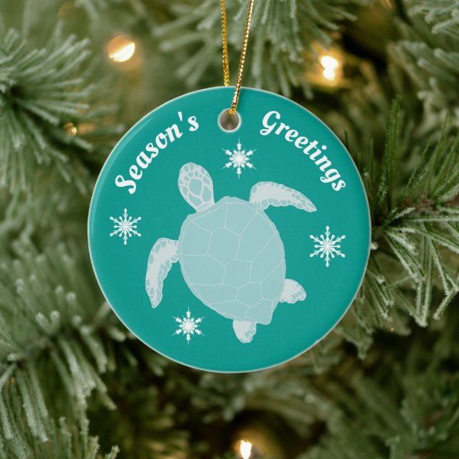 Säsongens Greetings Cute Julafton Turtle Personlig Julgransprydnad Keramik (Träd)