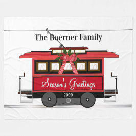 Säsongens Greetings Family Tram Trolley Streetcar Fleecefilt