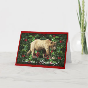 Säsongens Greetings Grizzly Bear Wildlife Julafton Helgkort