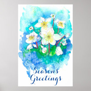 Säsongens Greetings Hellebore-julblommor Poster
