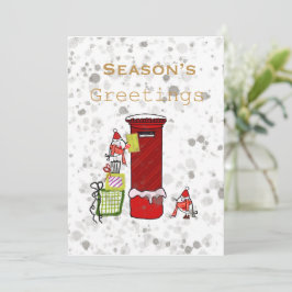 Säsongens Hälsning Doodle-kort Robins Red Mailbox Julkort