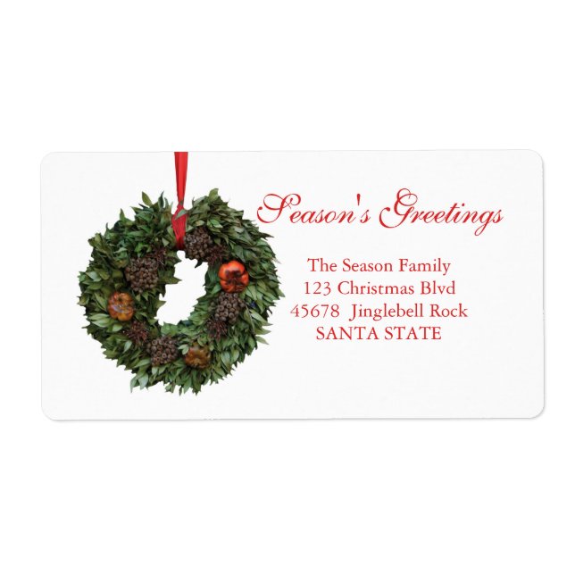 Säsongens hälsning - Helgdag - etikett för julkran Fraktsedel (Framsidan)