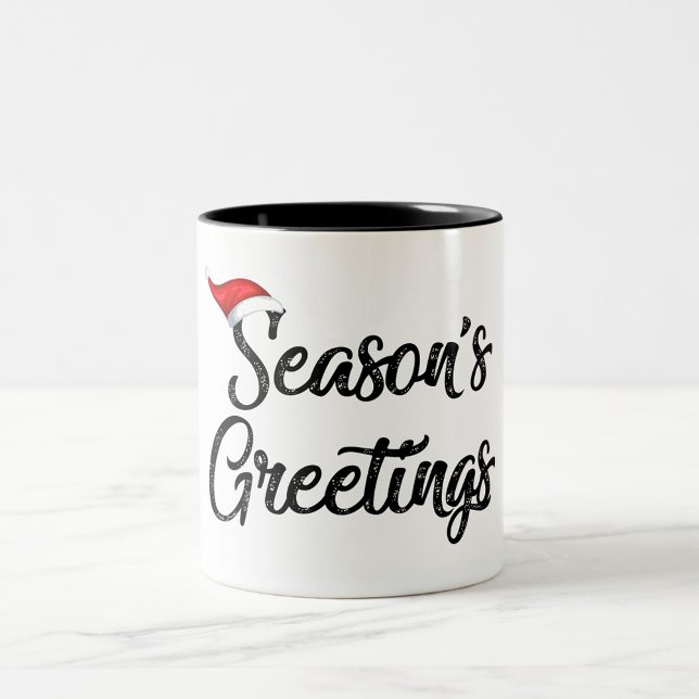Säsongens Hälsning Två-Tonad Mugg (Black Text Season Greeting Coffee Mug!)