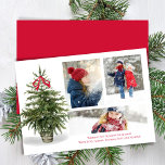Säsongens Hälsning Watercolor Photo Collage Julkort<br><div class="desc">Den här designen har ett julkort,  med ett enkelt vattenfärgsskript i Julgran,  ett elegant-penselskript,  en mall för multifotokollage och en årstids hälsningar,  botaniskt grey,  vintage-trendig,  rött och grönt,  ett helgdag-fotokort för elegant</div>