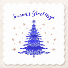 Säsongens hälsningar Blå Ro Guld Julgran Underlägg Papper