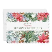 Säsongens hälsningar Blommigt Vattenfärg Scalloped