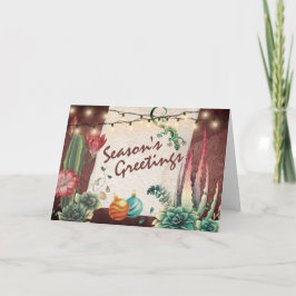 Säsongens hälsningar Cacti och Succulents jul Helgkort