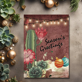 Säsongens hälsningar Cactus och Succulents jul Helgkort