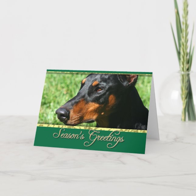 Säsongens hälsningar Doberman Pinscher-kort Helgkort (Framsida)