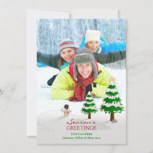 Säsongens hälsningar Foto Snögubbe-vinterkort Julkort