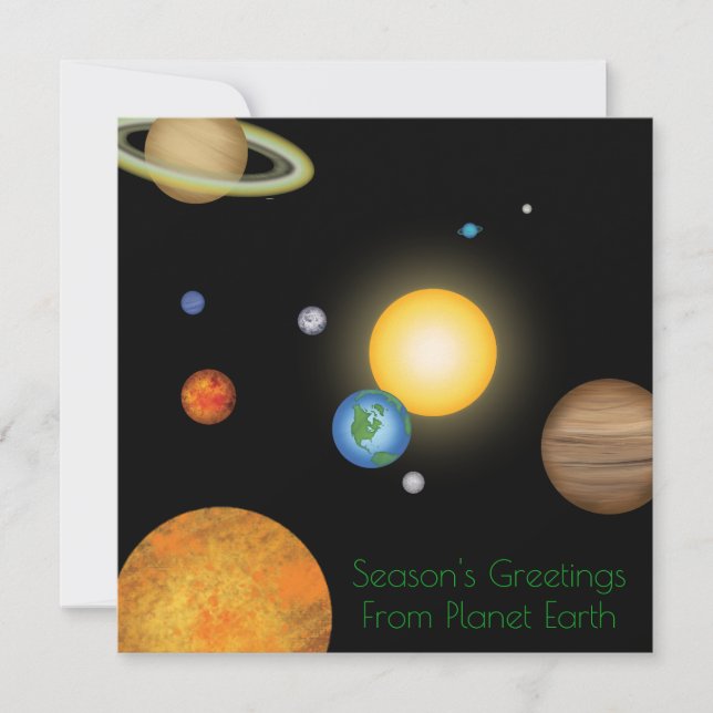 Säsongens hälsningar från planeten Jul Julkort (Framsida)