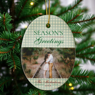 Säsongens hälsningar Gingham jul Julgransprydnad Keramik
