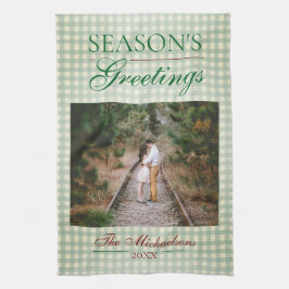 Säsongens hälsningar Gingham jul Kökshandduk