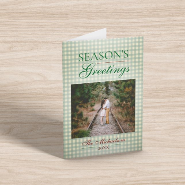 Säsongens hälsningar Gingham jul Kort (Skapare uppladdad)