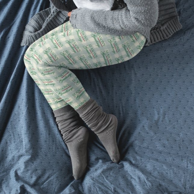 Säsongens hälsningar Gingham jul Leggings (Skapare uppladdad)