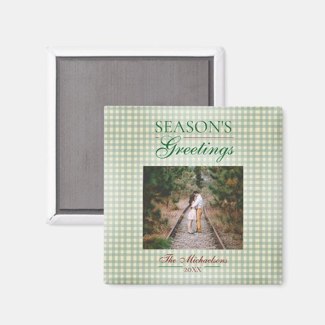 Säsongens hälsningar Gingham jul Magnet (Front/Back)