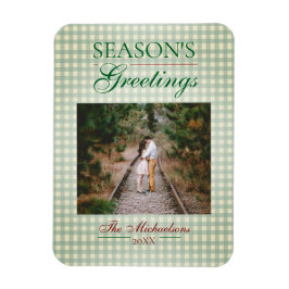 Säsongens hälsningar Gingham jul Magnet