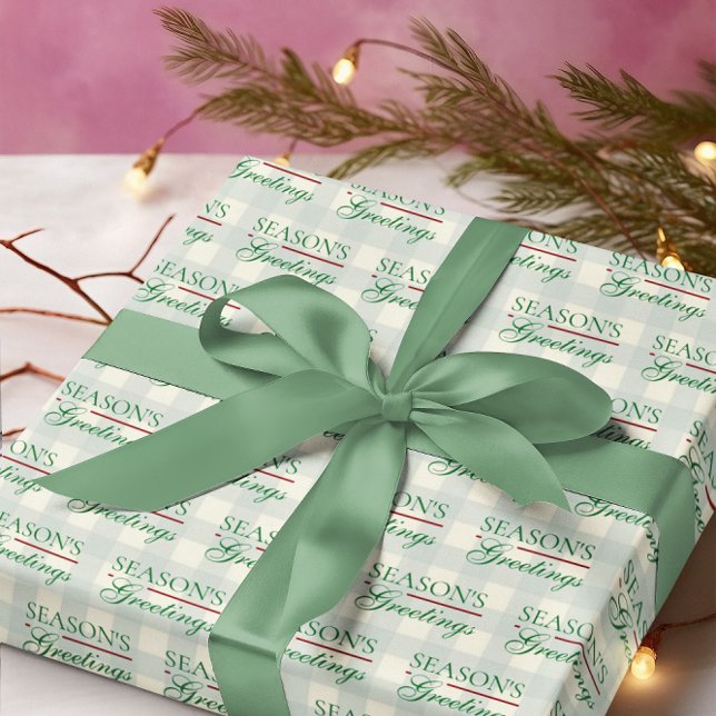 Säsongens hälsningar Gingham jul Presentpapper (Skapare uppladdad)