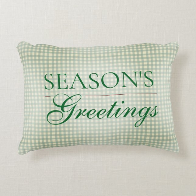 Säsongens hälsningar Gingham jul Prydnadskudde (Framsidan)