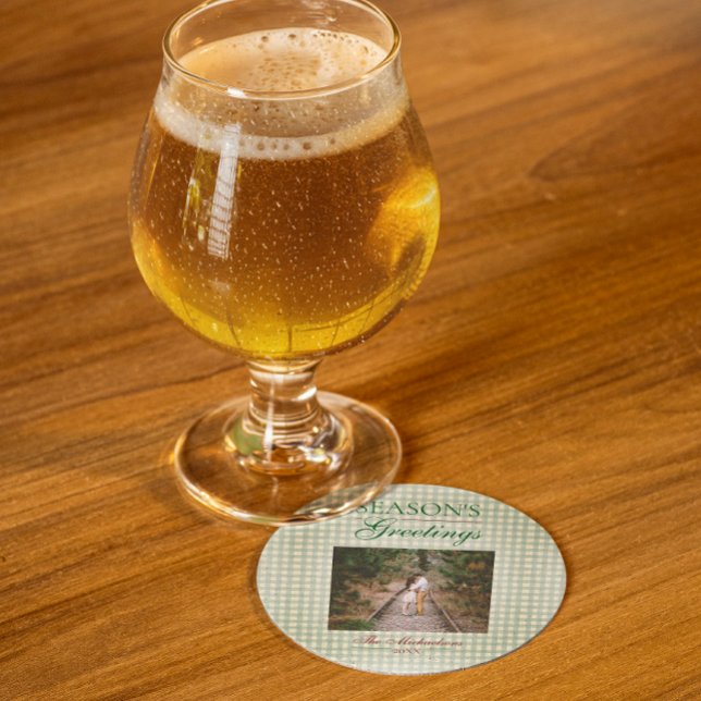 Säsongens hälsningar Gingham jul Underlägg Papper Rund (Skapare uppladdad)