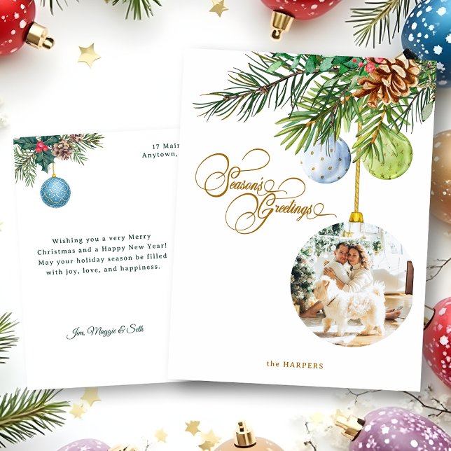 Säsongens hälsningar Gräs jul - prydnadsfoto Helg Vykort (Skapare uppladdad)