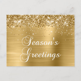 Säsongens hälsningar Guld Glittery Faux Foil Helg Vykort