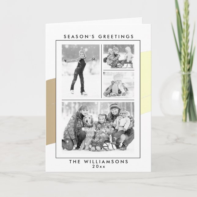 Säsongens hälsningar Guld Paint Push Swant Helgdag Helgkort (Framsida)