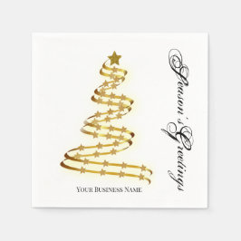 Säsongens hälsningar Guld Träd Stars Abstrakt Pappersservett