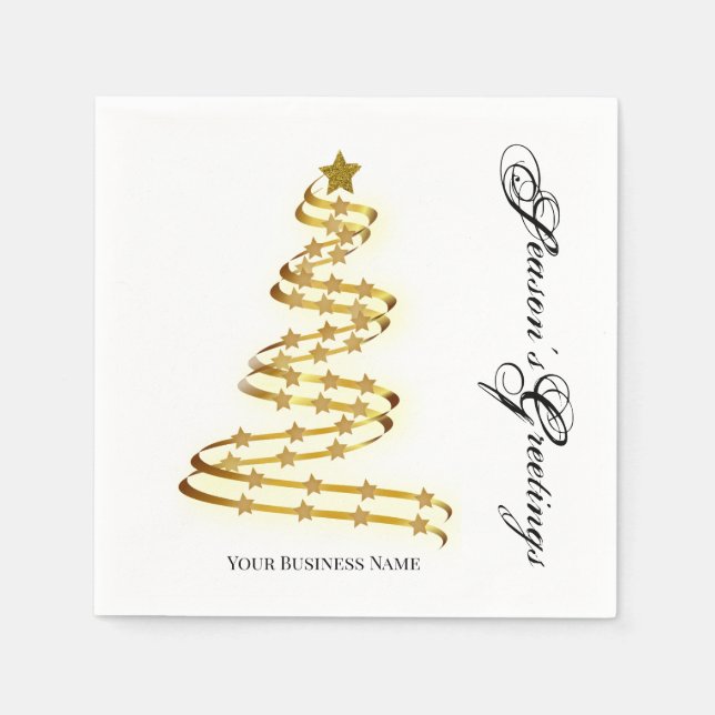 Säsongens hälsningar Guld Träd Stars Abstrakt Pappersservett (Framsidan)