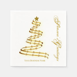 Säsongens hälsningar Guld Träd Stars Abstrakt Pappersservett