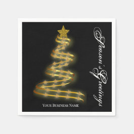 Säsongens hälsningar Guld Träd Stars Abstrakt Pappersservett
