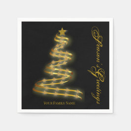 Säsongens hälsningar Guld Träd Stars Abstrakt Pappersservett