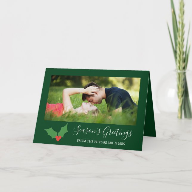 Säsongens hälsningar - Holly engagerade ett par fo Helgkort (Framsida)