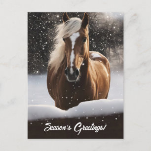 Säsongens hälsningar Horse och Snö Helg Vykort