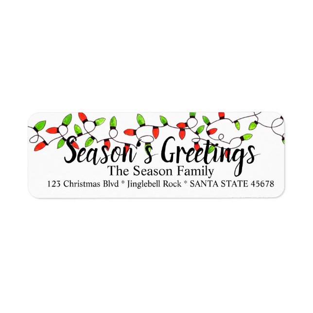 Säsongens hälsningar Julgran Ljus-etikett Returadress Etikett (Framsidan)