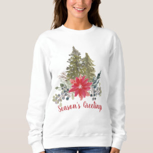 Säsongens hälsningar Julgran och Poinsettia T Shirt