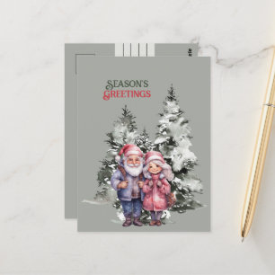 Säsongens hälsningar Julgran par Vykort