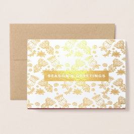 Säsongens hälsningar. Jullyxur Folierat Kort