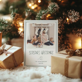 Säsongens hälsningar Minimalistiskt julkort Guld Inbjudningar