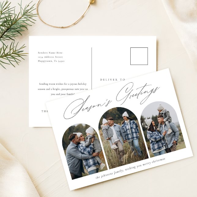 Säsongens hälsningar | Modern Arch 3 - fotojul Vykort (Skapare uppladdad)