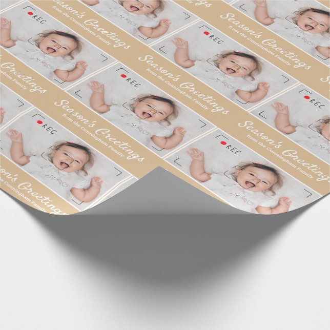 Säsongens hälsningar | Modern cute Photo Presentpapper (Hörn)