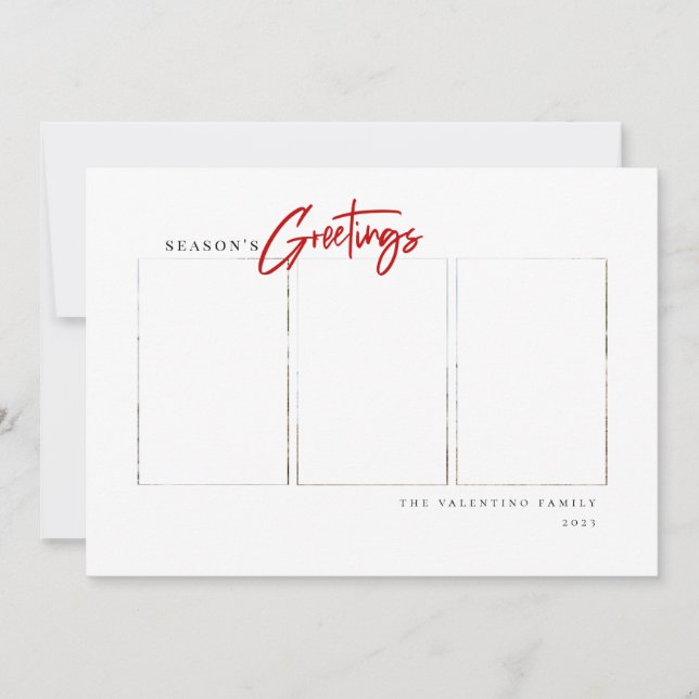 Säsongens hälsningar Modern skript - minimalistisk Julkort (Framsida)