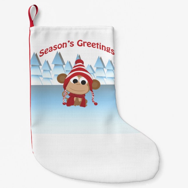 Säsongens hälsningar! Monkey Liten Julstrumpa (Framsidan)