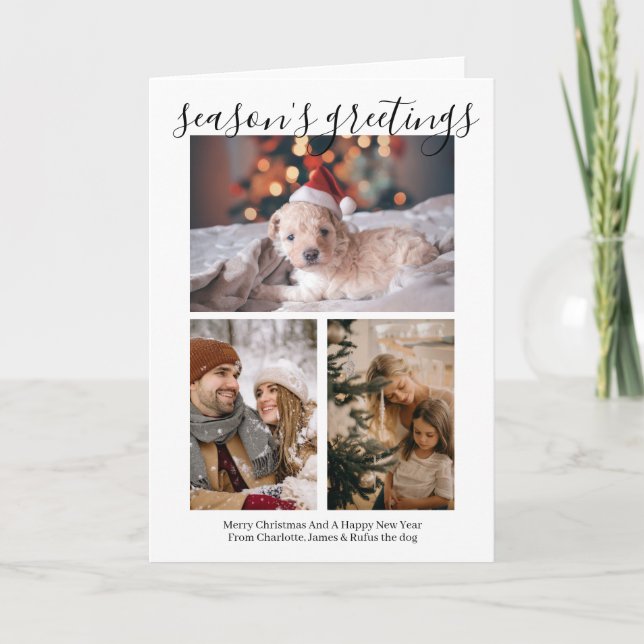 Säsongens hälsningar Personlig Fotojul Helgkort (Framsida)